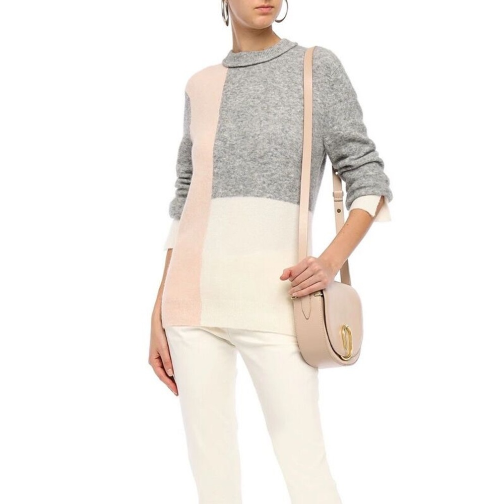 3.1 Phillip Lim Color-block brushed ribbed knit alpaca blend sweater Size L